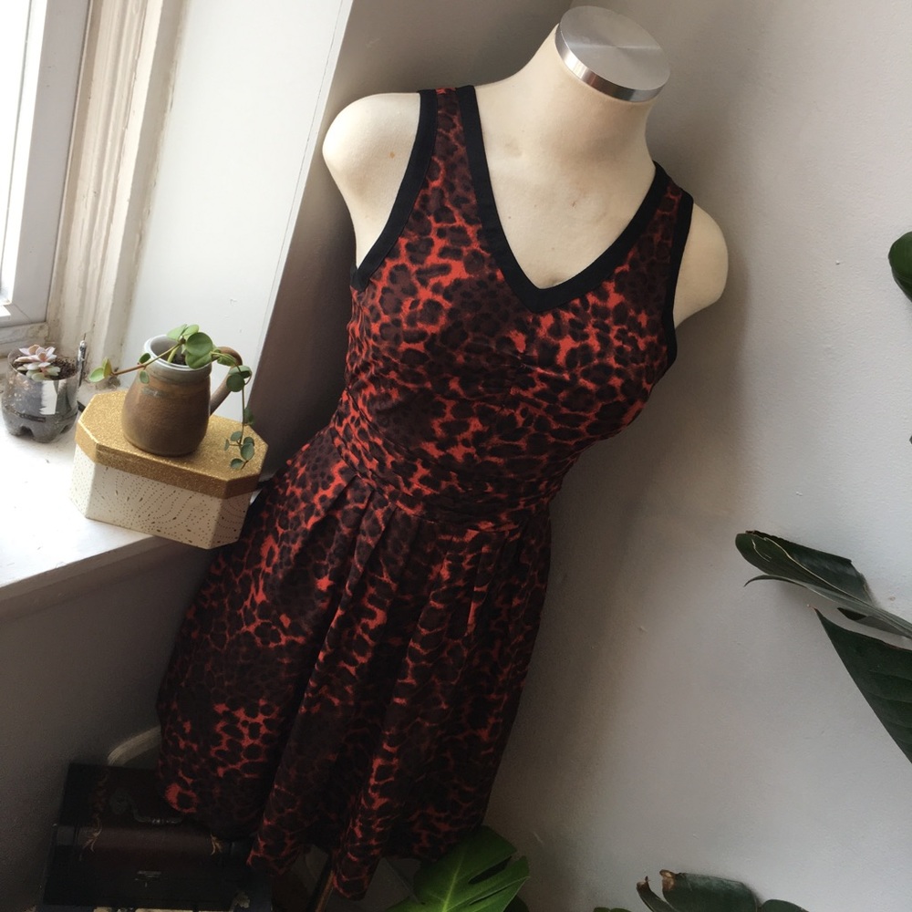🐆BB Dakota red leopard print flare mini dress 🐆